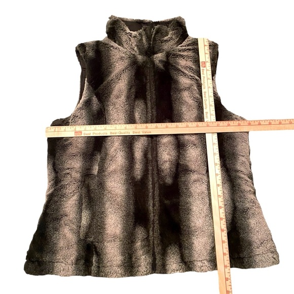 Valerie Stevens Reversible Faux Fur Vest L Full Zip Winter Warm Black Blush Pink - Picture 12 of 12